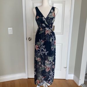 Floral sheer V-neck dress